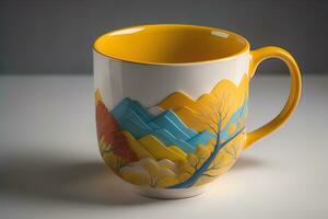 Cup of coffee. Beautiful and stylish coffee cup on a solid colored background. ai generative photo