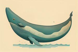 Blue whale isolated on a solid clor background. ai generative photo