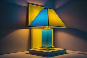 a modern lamp on a solid color background. ai generative photo