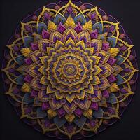 Mandala pattern. Vintage decorative elements. Hand drawn oriental background. ai generative photo