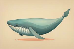 Blue whale isolated on a solid clor background. ai generative photo