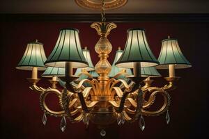 Luxury chandelier isolated on dark background. ai generative photo