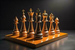 Different chess piece on a solid color background. ai generative photo