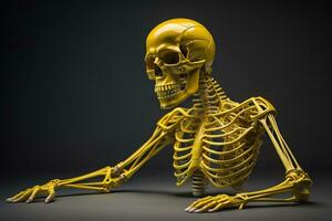 a human skeleton on a solid color background. ai generative photo