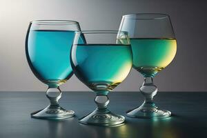 Glasses for different alcoholic beverages. ai generative photo