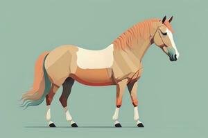 Brown and white horse standing. Vector illustration. ai generative photo