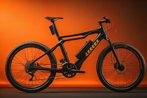 Modern orange mountain bike. ai generative photo