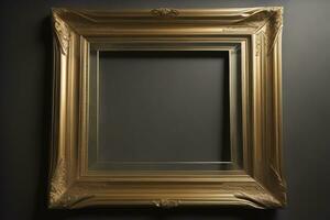 Glass picture frame on a solid color background. ai generative photo