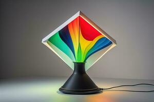 a modern lamp on a solid color background. ai generative photo