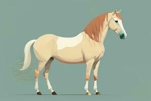 Brown and white horse standing. Vector illustration. ai generative photo