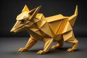 Paper origami animal isolated on solid color background. ai generative photo