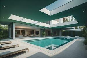 Swimming pool in a modern villa, ai generative photo