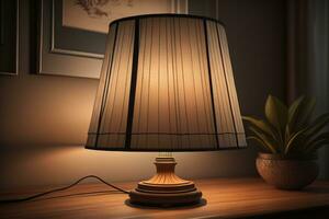 a decorative and colorful lamp on a solid color background. ai generative photo