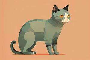 Cute cat sitting on the floor. Vector illustration in retro style. ai generative photo