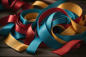 Shiny satin ribbon in brown color isolated on white background. ai generative photo