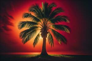 Palm tree on the beach. Summer vacation concept. ai generative photo