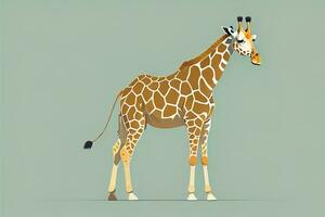 Giraffe isolated on green background. Cartoon style. Vector illustration. ai generative photo