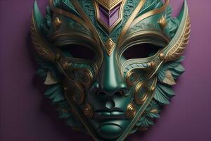 Mardi Gras mask isolated on solid color background. ai generative photo