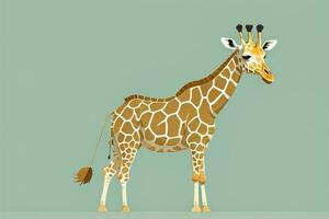 Giraffe isolated on green background. Cartoon style. Vector illustration. ai generative photo