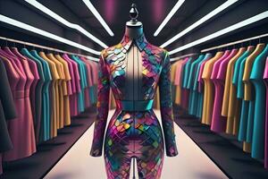 Futuristic fashion mannequin in the store. ai generative photo