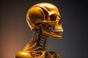 a human skeleton on a solid color background. ai generative photo