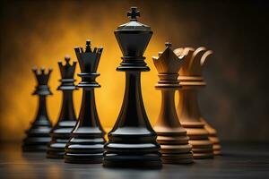 Different chess piece on a solid color background. ai generative photo
