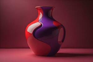 Ceramic vase on a solid color background. ai generative photo