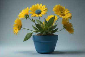 flores en un maceta en un sólido color antecedentes. ai generativo foto