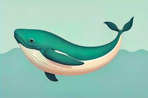 Blue whale isolated on a solid clor background. ai generative photo