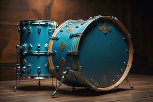 Colorful drum on a solid color background. ai generative photo