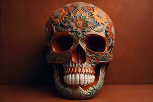 Day of the Dead sugar skull. Mexican sugar skull. ai generative photo