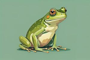 Frog on a green background. Vector illustration of a frog. ai generative photo