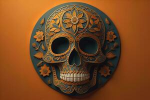 Day of the Dead sugar skull. Mexican sugar skull. ai generative photo