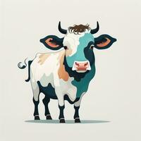 Illustration of a portrait of a cow on a grey background. ai generative photo