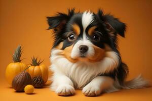 Portrait of a cute dog on a colorful background. Studio shot. ai generative photo