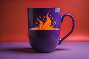 Cup of coffee. Beautiful and stylish coffee cup on a solid colored background. ai generative photo