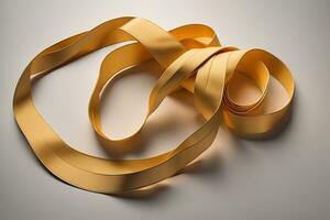 Shiny satin ribbon in brown color isolated on white background. ai generative photo