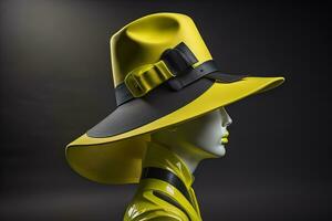 Stylish female hat on mannequin. ai generative photo