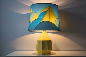 decorative table lamp on solid color background. ai generative photo