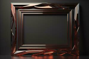 Glass picture frame on a solid color background. ai generative photo