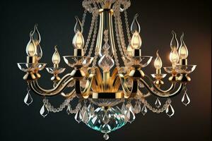 Luxury chandelier isolated on dark background. ai generative photo