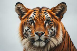 Portrait of a tiger on a solid color background. Close-up. ai generative photo
