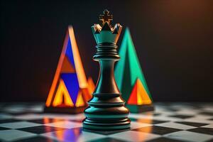 Different chess piece on a solid color background. ai generative photo