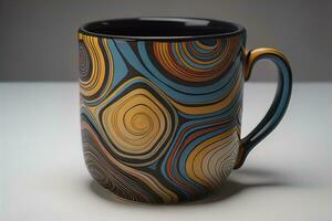 Cup of coffee. Beautiful and stylish coffee cup on a solid colored background. ai generative photo