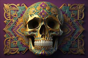 Day of the Dead sugar skull. Mexican sugar skull. ai generative photo
