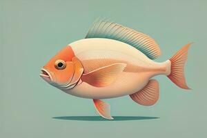 Illustration of a fish on a blue background, vector illustration. ai generative photo