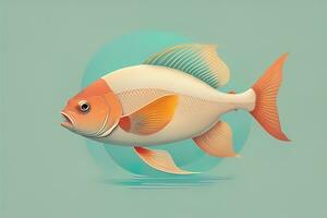 Illustration of a fish on a blue background, vector illustration. ai generative photo