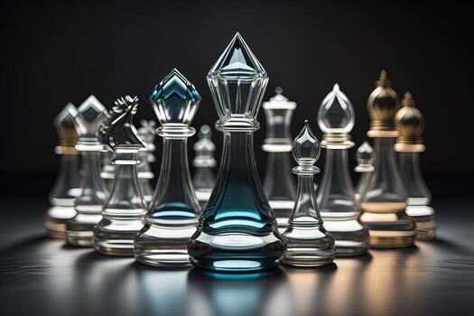 vaso ajedrez piezas en un oscuro fondo, el concepto de negocio estrategia. ai generativo foto