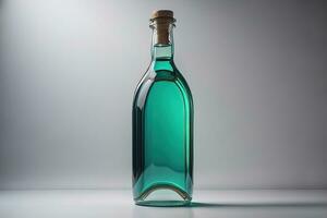 Bottle with a liquid on a solid color background. ai generative photo