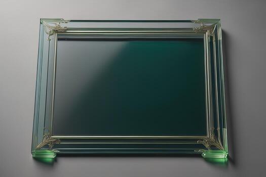 Glass picture frame on a solid color background. ai generative photo